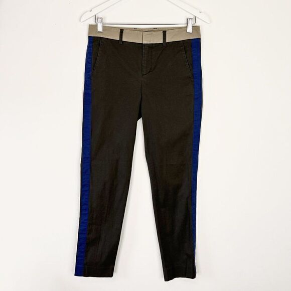 Vince Gray Tapered Cotton Dress Pants with Blue Side Stripe - Picture 1 of 7